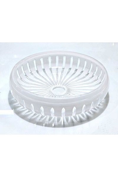 Kristal Market Handmade Crystal Vertical Pattern 28 cm Decorative Presentation Tableware Presentation Bowl