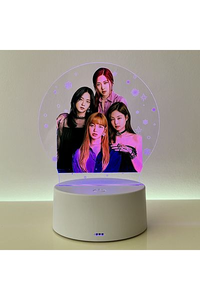 ILUMISHOP Lampa De Veghe LED, BlackPink, 7 Culori, Alimentare USB sau 3 baterii AA