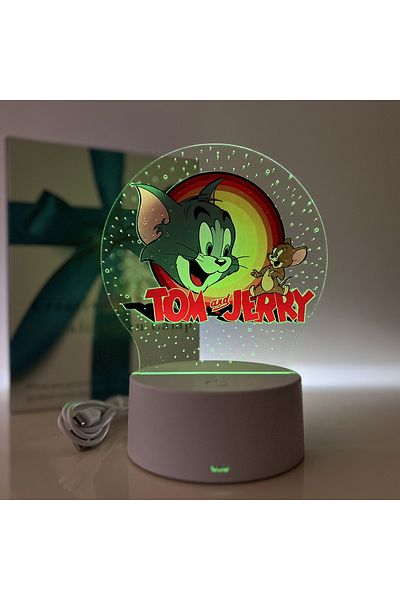 ILUMISHOP LED Night Light, Tom and Jerry, 7 Colors, USB Power or 3 AA Batteries