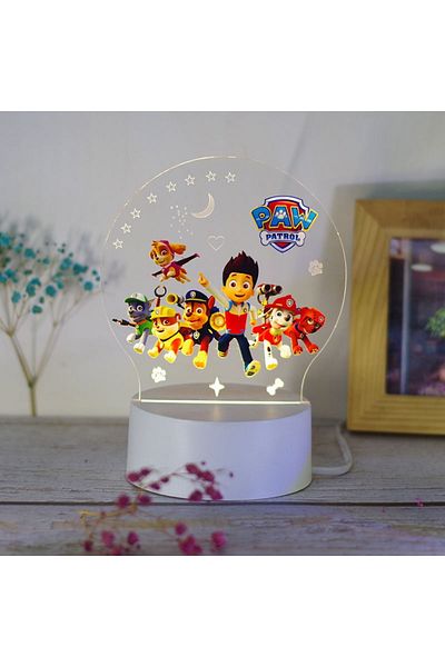 ILUMISHOP Lampa De Veghe LED, Patrula Catelusilor, 7 Culori, Alimentare USB sau 3 baterii AA