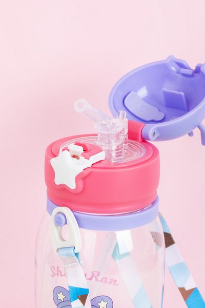 Porsima زجاجة مياه معلقة على شكل غزال مع ملصق - زجاجة مياه - أرجواني 550 مل