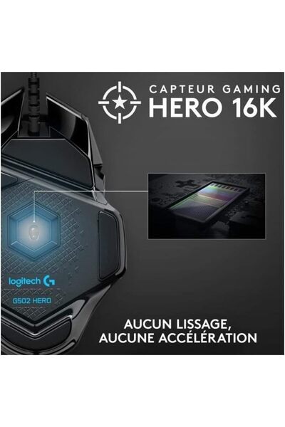 Logitech G Logitech G502 HERO Wired Gaming Mouse, HERO 25K Sensor, 25,600 DPI, RGB, Adjustable Weights