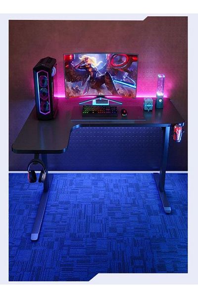 COOYA Carbon RGB Corner Gaming Desk Desktop Desk L-Shaped Gaming Computer Desk for gifts