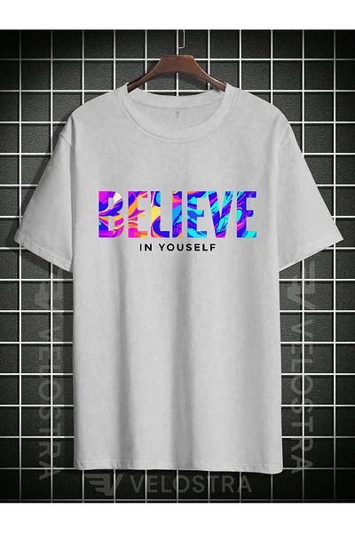 Velostra Unisex Believe Believe Yourself Printed Oversize T-Shirt