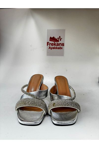 NEWGÜLTEKİN Genuine Leather Stone Showy Comfortable Stylish Slippers