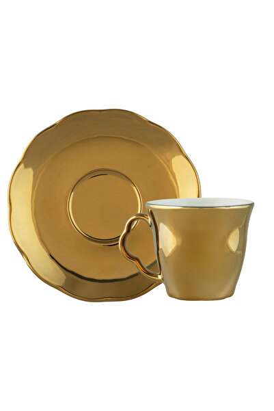 Aryıldız Stellar Gold 4 Piece Turkish Coffee Cup Set for 2 People 90 ml