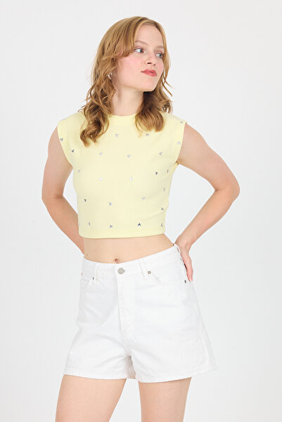 Rays Κίτρινο ασημί μπλουζάκι με λεπτομέρεια καρδιάς 2499