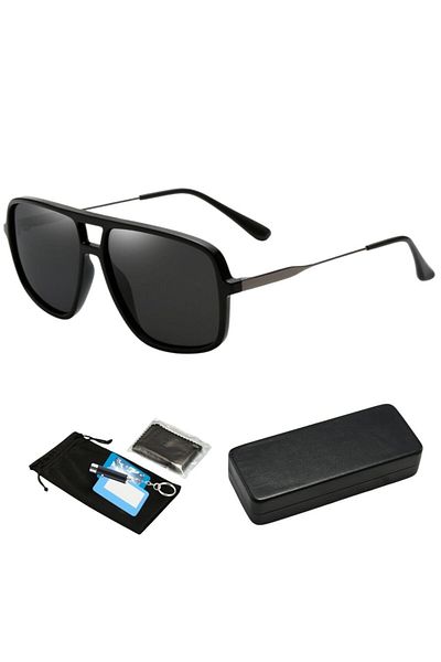 Hipolar Polarized Sunglasses, HIPOLAR, TR + Metal Frame, Black Lens HD15, UV400