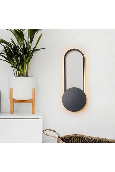 LUXXO Wall Lamp with LED, 12W, Warm Light (3000K), 48x15x2cm, Black