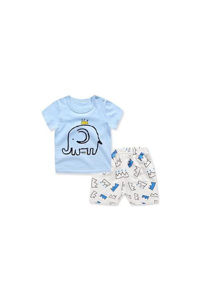 zzz sleep good sleeping !!! Summer pajamas, for children, blue-white color, elephant king pattern