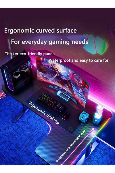 COOYA Carbon RGB Corner Gaming Desk Desktop Desk L-Shaped Gaming Computer Desk for gifts