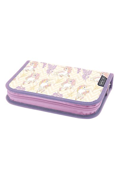 Herlitz Unequipped Pencil Case, 1 Flap, Hidden Zipper, Textile Interior, 13.5x19.5x3 cm, Unicorn