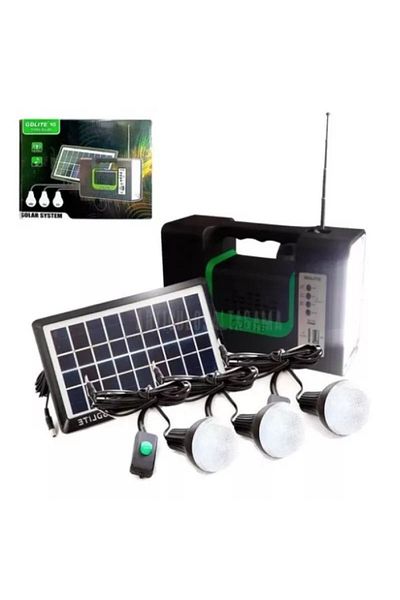 GDLITE Kit solar portabil, lanterna si Radio FM negru