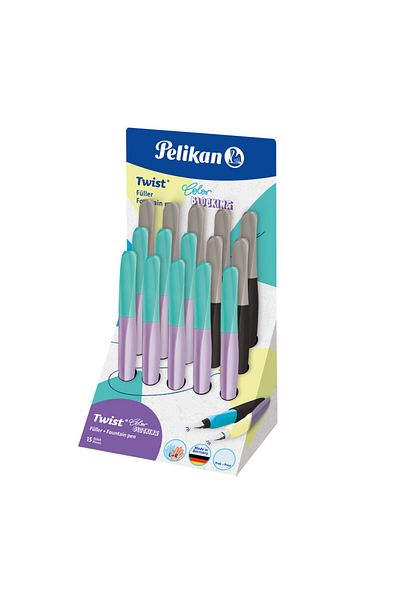 Pelikan Twist Color Blocking Fountain Pen, Medium Nib, Ergonomic Grip, Ambidextrous, Various Colors