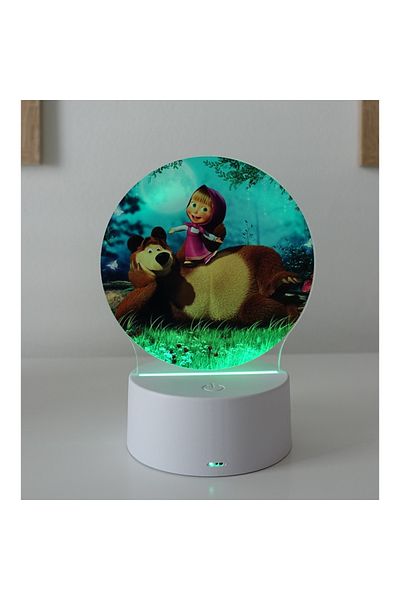 ILUMISHOP LED Night Light, Masha and the Bear, 16 Colors, with Remote Control, USB Power or 3 AA Batteries
