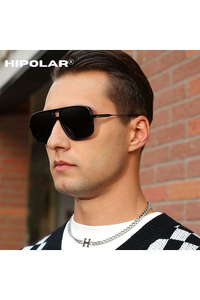 Hipolar Polarized Sunglasses, HIPOLAR, TR + Metal Frame, Black Lens HD15, UV400