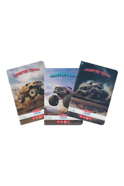 Herlitz Caiet A5, Culoare Multicoloră, Material Hârtie, 48 de Coli, Format Liniat, Design Monster Truck