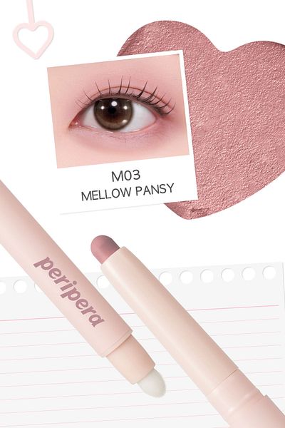 PERIPERA Easily Applied Pen Eyeshadow Mood in Shade Eye Stick Without Clumping (M03 Mellow Pansy)