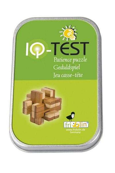 Fridolin Joc de logică IQ din lemn de bambus într-o cutie metalică Doubleblock