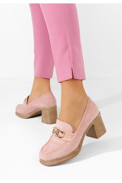 B T Shoes Lauritta pink heeled loafers