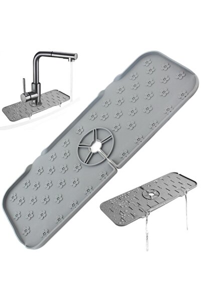 Aptel Подложка за мивка, силиконова, сива, 36,5×14 см