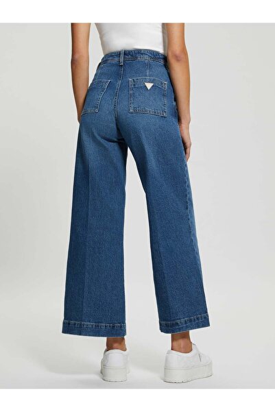 Guess Desenli Bol Kesim Lacivert Kadın Denim Pantolon DAKOTA HIGH WIDE CRO - ECO RECY CO