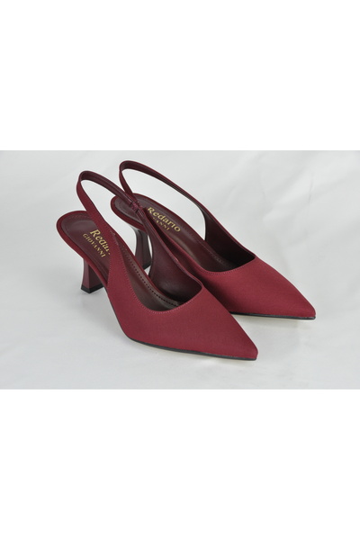 ZİO Women's Cherry Matte Satin Open Back Short Heel Shoes