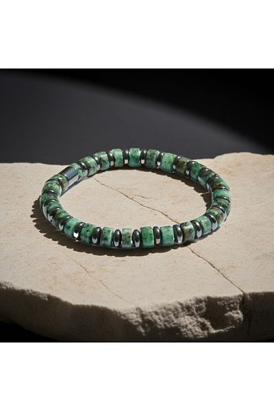 Perlavita Living Power Shield - Bracelet Against Stress and Fatigue (Jasper and Hematite)