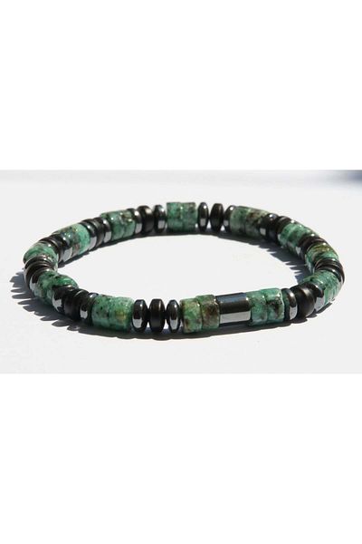 Perlavita Carry Power and Balance in Your Hand: Anyolite & Hematite Natural Stone Bracelet