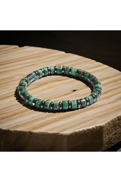 Perlavita Living Power Shield - Bracelet Against Stress and Fatigue (Jasper and Hematite)
