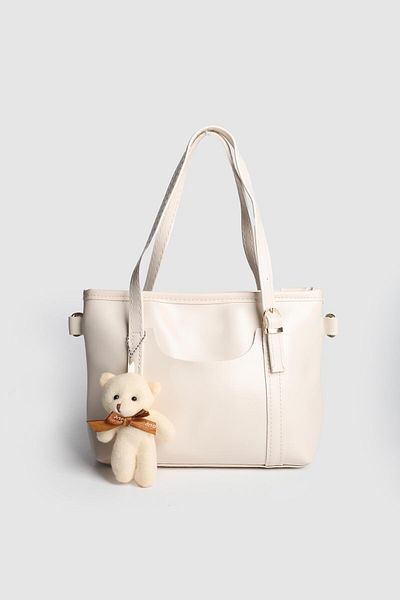 La La'Graccio Paris Lagraccio Paris Women's Teddy Bear Hand and Strap Bag Cream