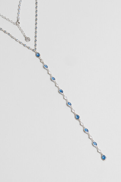 So CHIC... Renklerin Büyüsü 18 Ayar Beyaz Altın Kaplama 44 Cm Gümüş Y Kolye