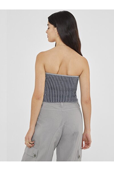 Guess Strapless Collar Patterned Blue Women's T-Shirt Go Tube Top - Viscose Blend Holly Y