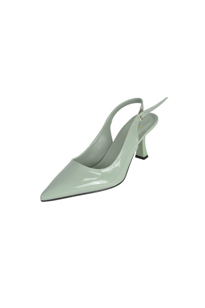 ZİO Women's Mint Patent Leather Open Back Short Heel Shoes