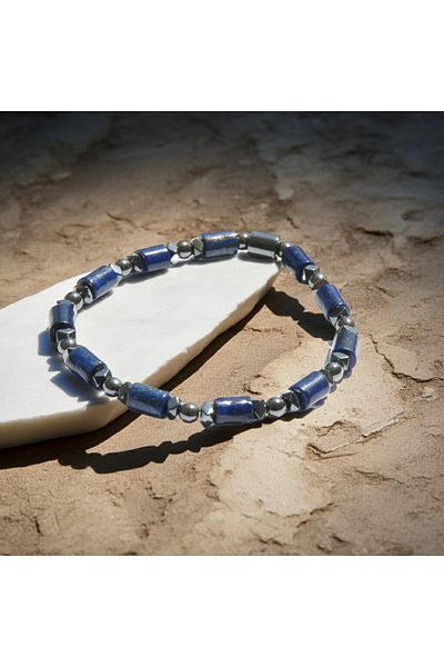 Perlavita Calm Harbor - Bracelet for Anxiety and Panic Moments (Lapis Lazuli and Hematite)