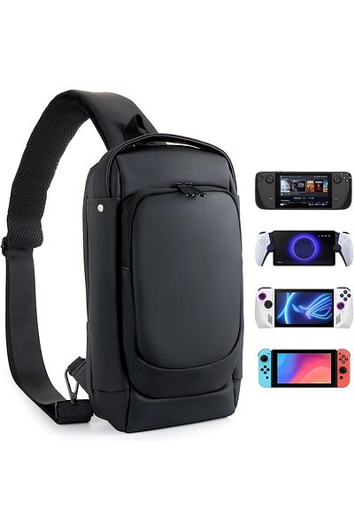 FlashHawk Carrying Case for PS5 Portal Travel Bag Crossbody Bag for Steam Deck Nintendo Switch, Waterproof