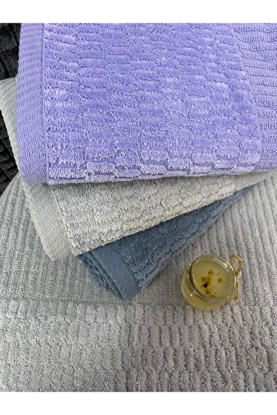 Bonny Home Grid 3-Piece Hand and Face Towel Set – 50X90 cm 100% Cotton, Soft Textured, Knitted Pattern.