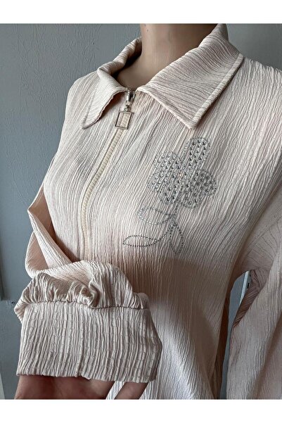 Sublime Butik Kadın Fermuarlı Yazlık İnce Tesettür Hırka Gömlek