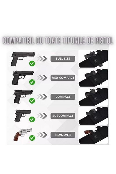 Hipolar Toc Ascuns pentru Pistol tip Corset, Elastic din Neopren,Dreapta, Ajustabil, Marimea M - 135 cm
