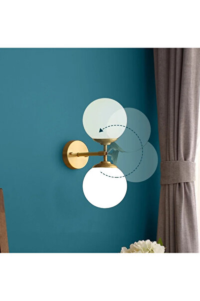 LUXXO Aplica Round, 1xE27, corp aluminiu, abajur sticla, Aurie/Alba