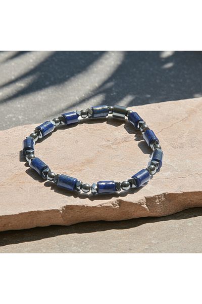 Perlavita Calm Harbor - Bracelet for Anxiety and Panic Moments (Lapis Lazuli and Hematite)