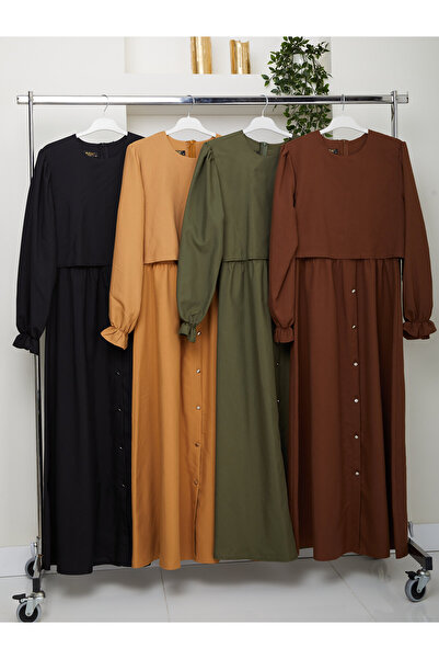 RACE FASHİON Φόρεμα με κουμπιά και λεπτομέρεια από ύφασμα Karla με χιτζάμπ RC1059