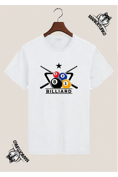 MarkaTurko Billiard Special Design Printed White Tshirt 627-96