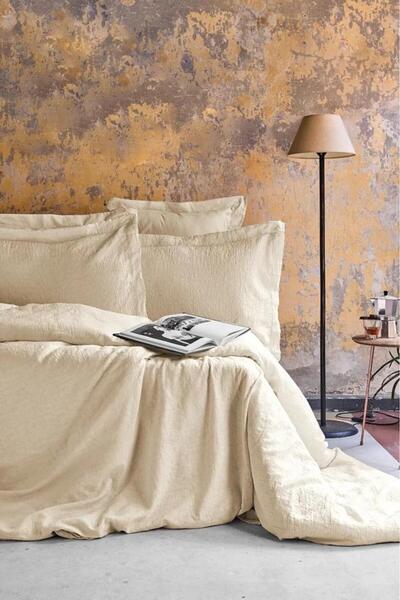 İssimo Home UTRECH JAKARLI YIKANMIŞ %100 PAMUK POPLİN ÇİFT KİŞİLİK NEVRESİM T...