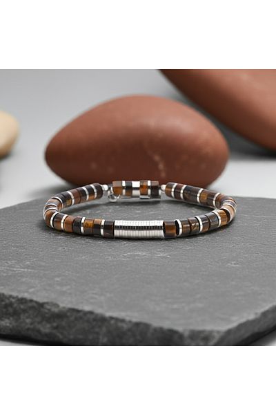 Perlavita Four Sanctuary - Bracelet to Not Be Affected by Others' Feelings (Hematite and Tiger's Eye)