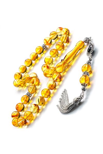 TESBİHCİBABA Sunburn Fossil Drop Amber Prayer Beads