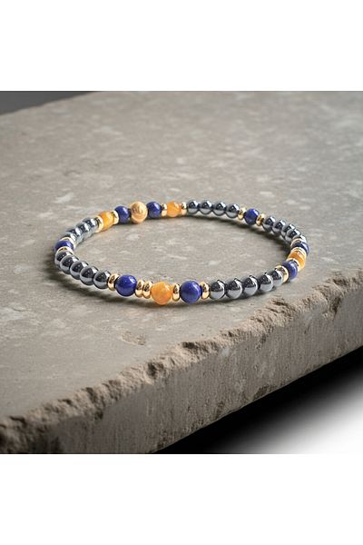 Perlavita Negotiation Master - Power to Your Word, Clarity to Your Decision Bracelet (Lapis Lazuli, Hematite, Citrine) 6mm