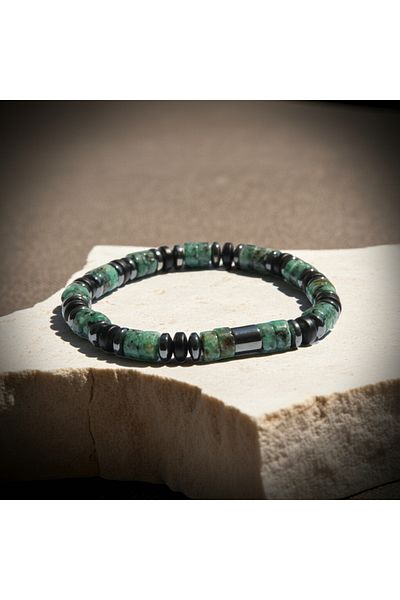 Perlavita Carry Power and Balance in Your Hand: Anyolite & Hematite Natural Stone Bracelet