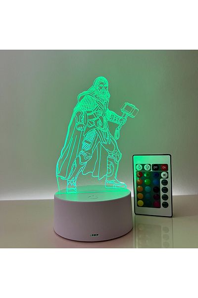 ILUMISHOP Lampa De Veghe 3D LED, THOR, 16 Culori, cu telecomanda, Alimentare USB sau 3 baterii AA
