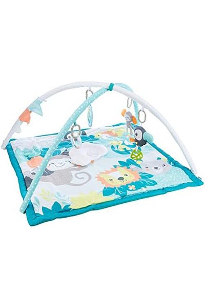The Moon Brand Jungle Friends Play Mat 0m+, Two Arch Baby Playmat & Activity Gym with hanging rattle